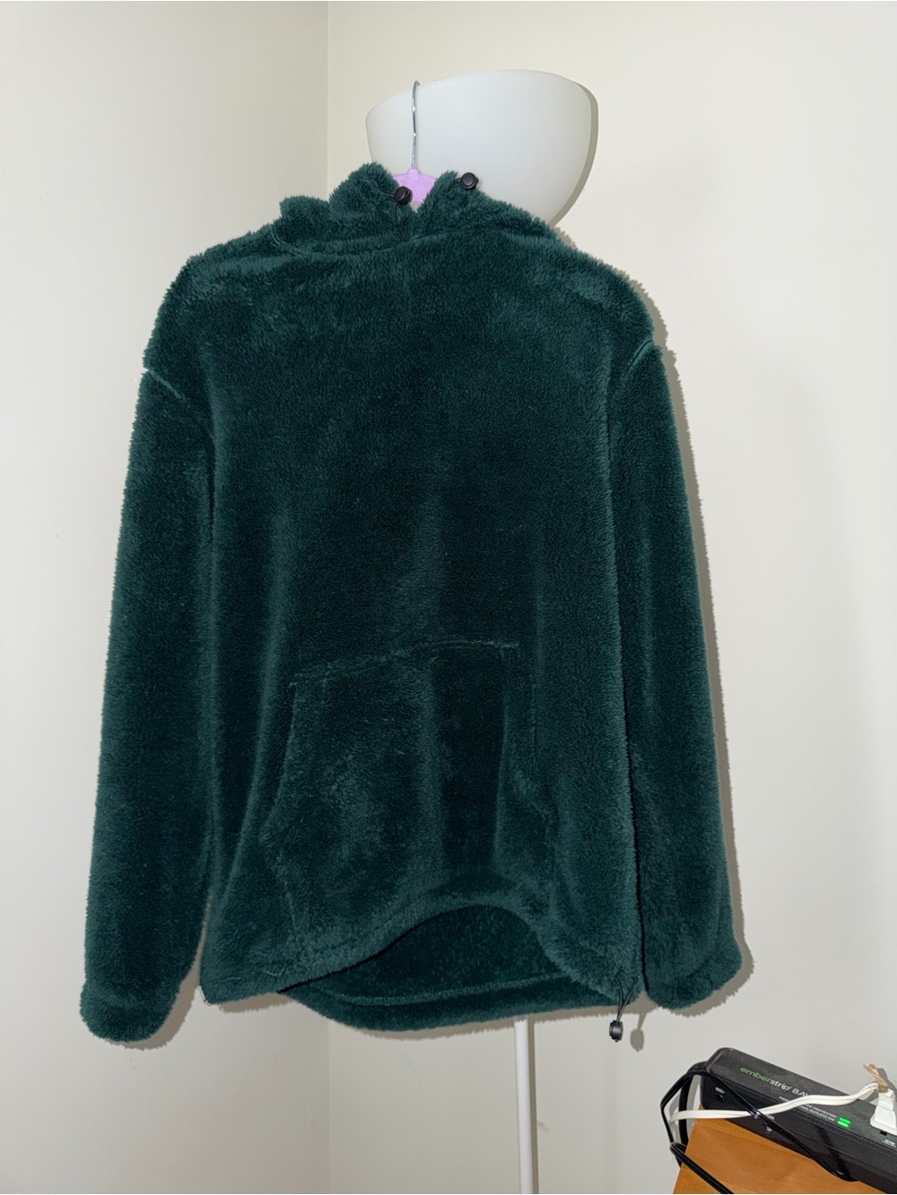 H&M Plush Hooded Pullover - Forest Green-Never Worn